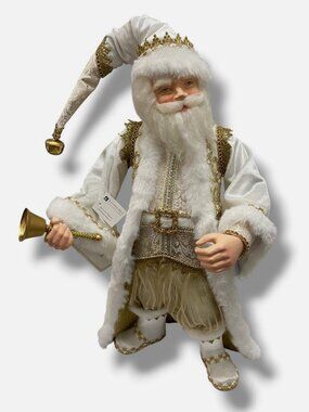 Katherine's Collection White/Gold Leaf Holiday Christmas Tabletop Santa Figurine